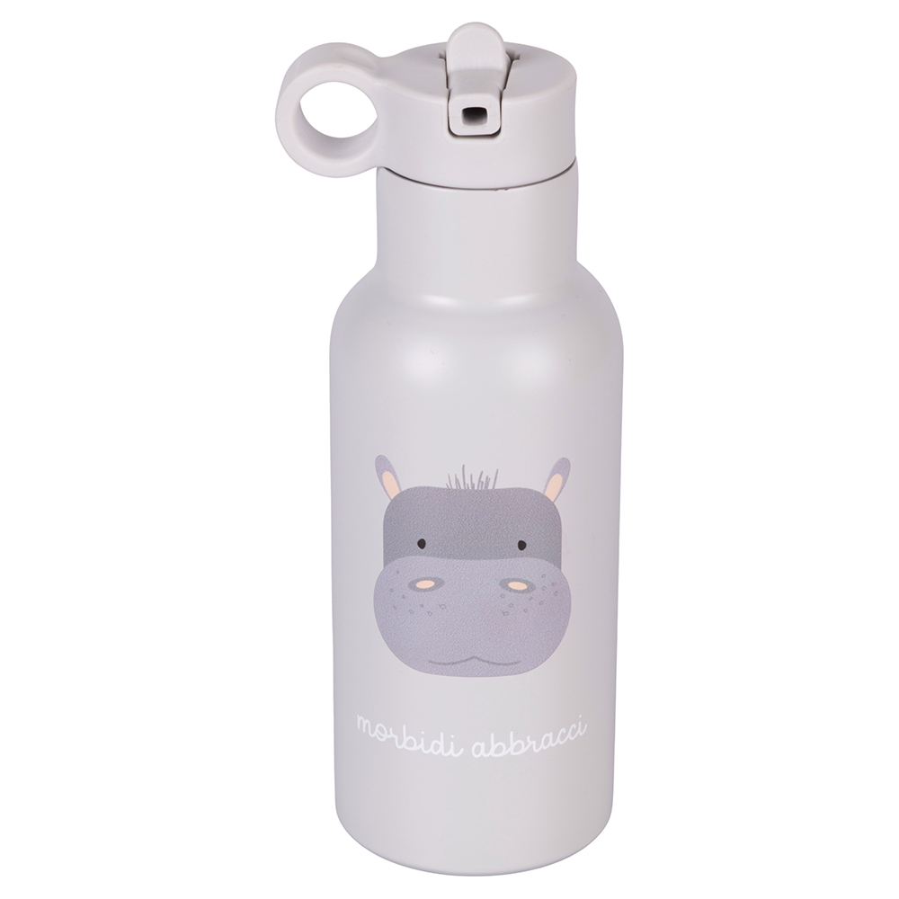 Borraccia termica 420 ml, in acciaio inox, decoro ippopotamo, Les Petites Safari