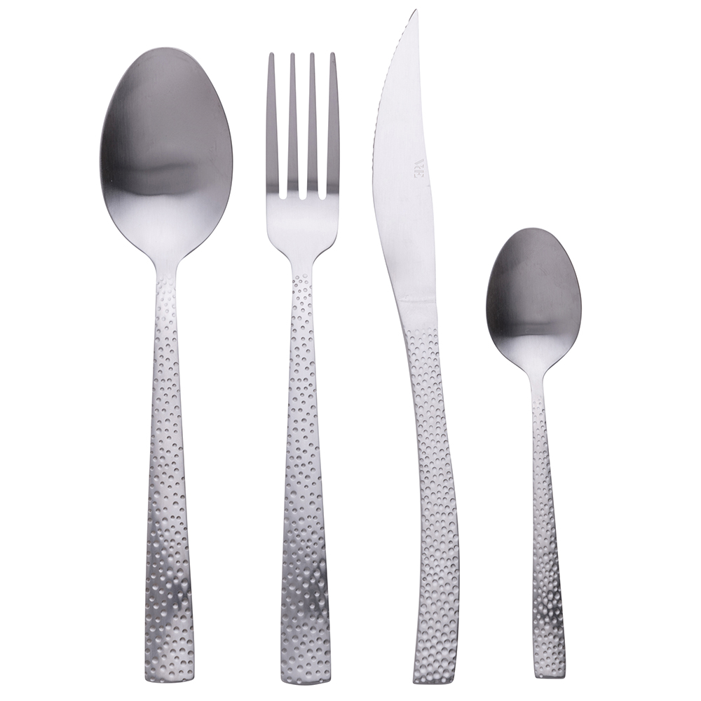 Set 24 posate, silver opaco, Stone