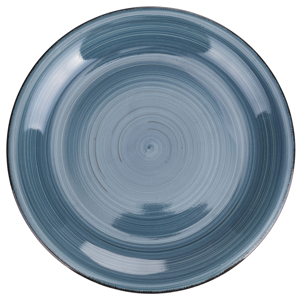 Piatto piano azzurro in gres, Lipari