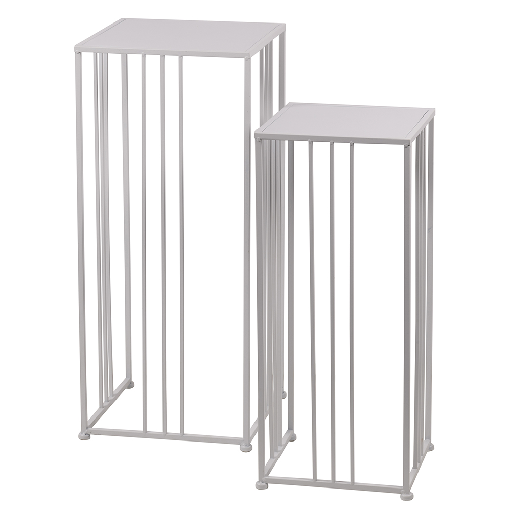 Set 2 tavoli quadrati in ferro, bianco, Esté