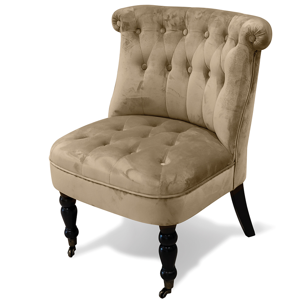 Poltrona salotto con ruote design vintage, tortora, Sibilla