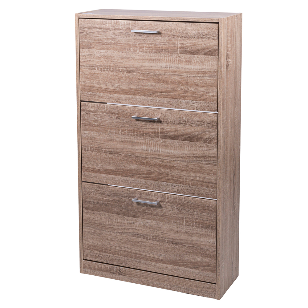 Scarpiera 3 ante a ribalta 63x24xh.115 cm, colore rovere, Sibilla