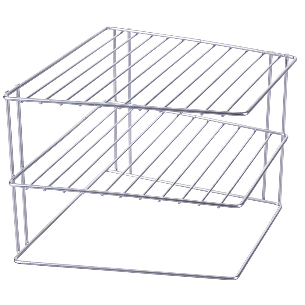 Mesola angolare 2 ripiani in ferro 24,5x23,5x20 cm, silver