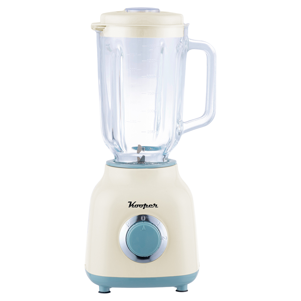 Frullatore elettrico 500 W, brocca graduata 1,5 L, avorio e azzurro, Kooper