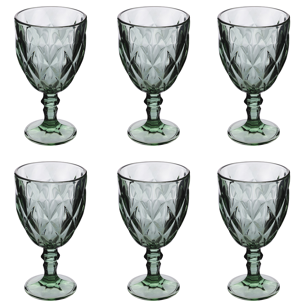 Set 6 calici 340 ml, verde, Elizabeth Sibilla