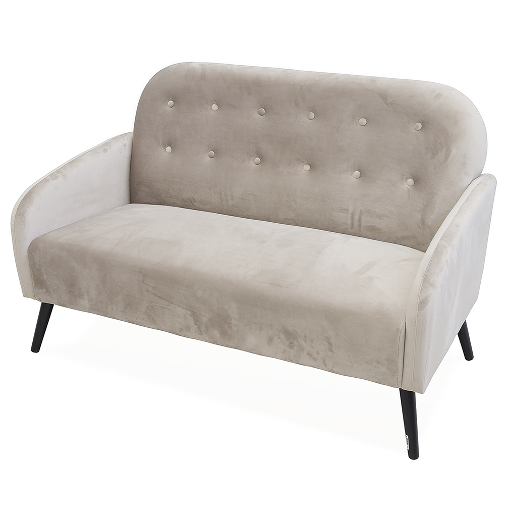 Divano 2 posti design vintage, tortora, Sibilla