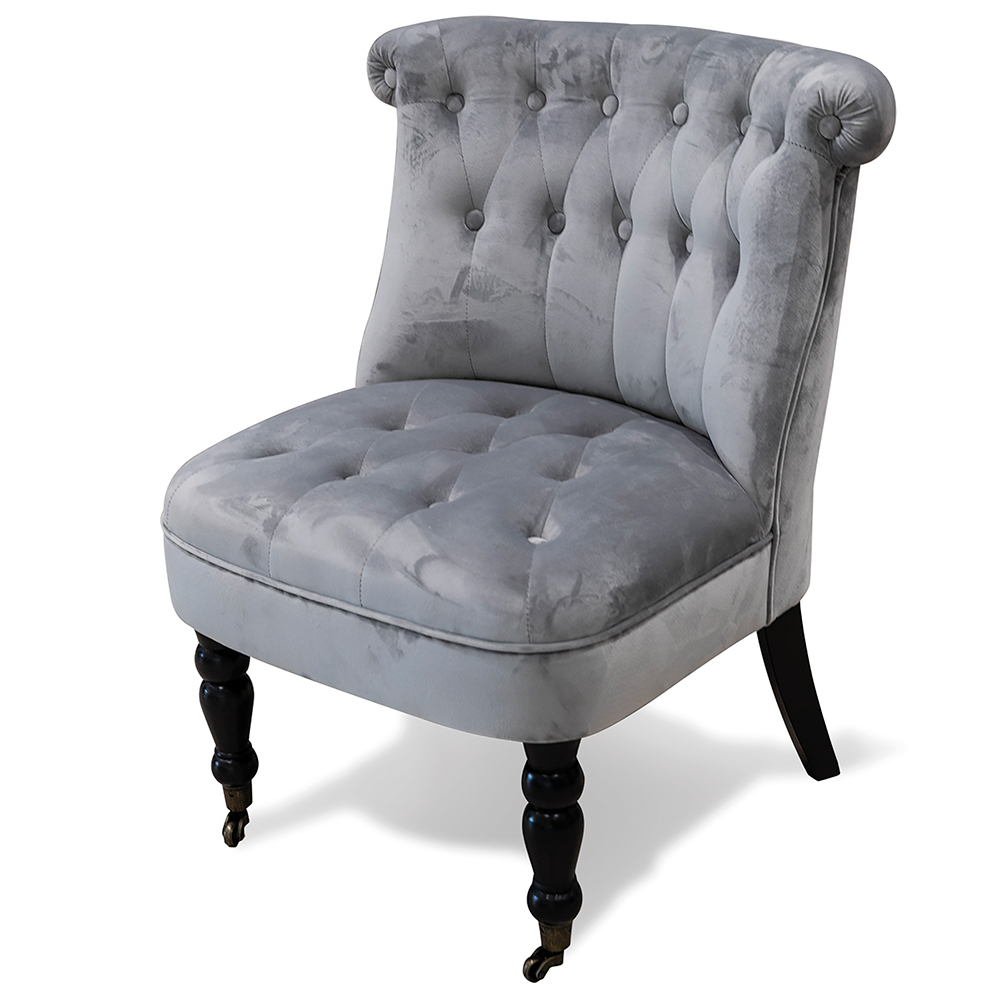 Poltrona salotto con ruote design vintage, grigio chiaro, Sibilla