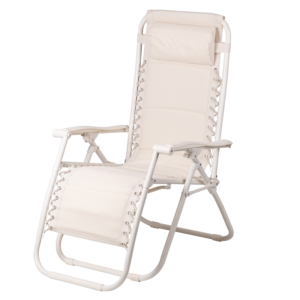 Sedia gran relax imbottita, reclinabile e richiudibile, avorio, Rio Plus Esté