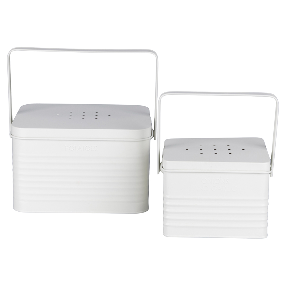 Set 2 contenitori patate, cipolle e aglio, Vintage
