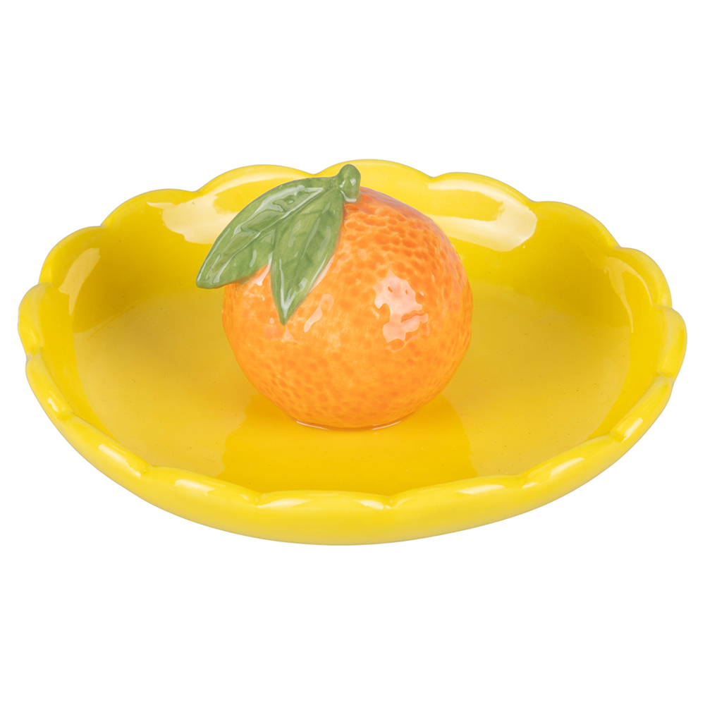Piattino decorativo tondo in ceramica, design mandarino, Fruit Life