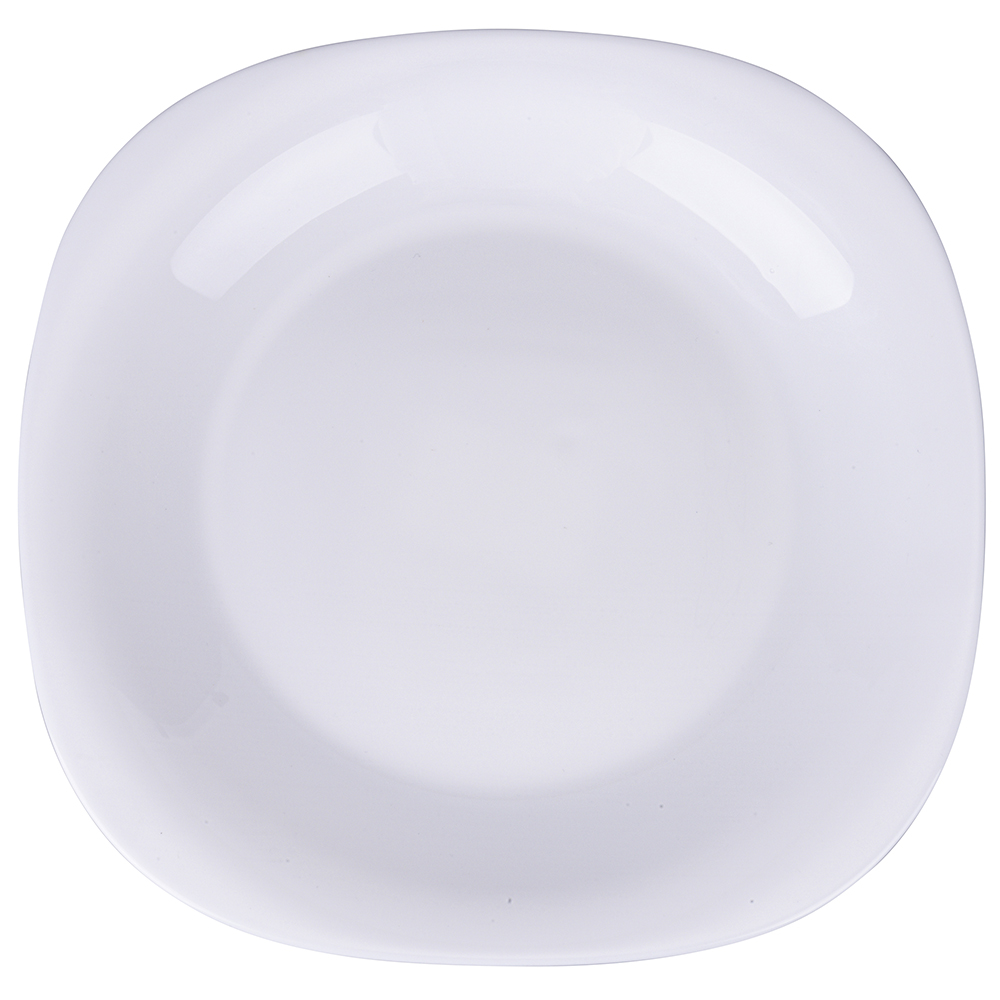 Piatto piano quadrato in vetro opalino, bianco, Sibilla