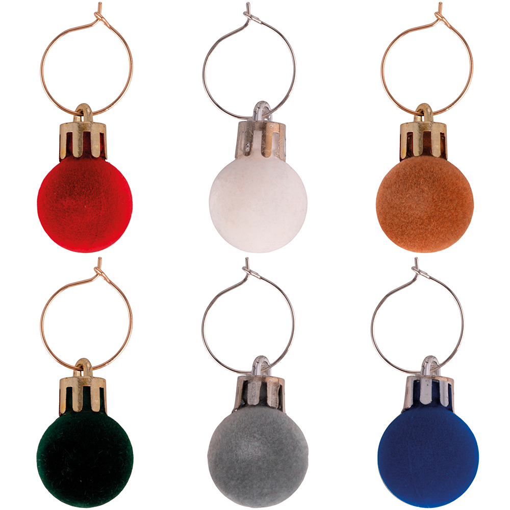 Set 6 segna bicchieri velvet per calici e flûte, oro, Xmas Charms