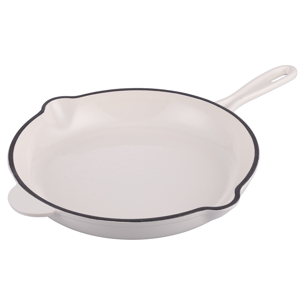 Padella 26,5 cm in ghisa smaltata, induzione, bianco, Radici Vaniglia