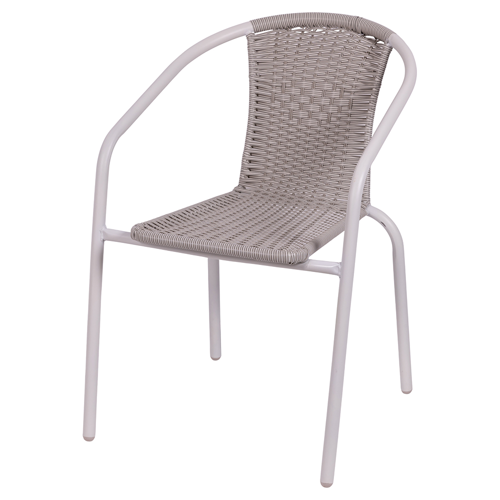 Sedia da esterno intrecciata con braccioli, bianco, Esté