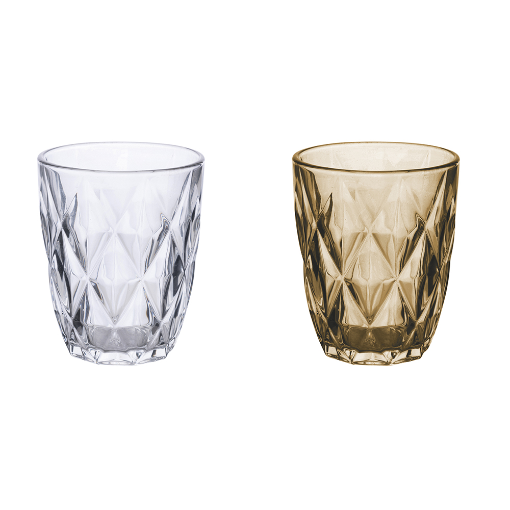 Set 2 bicchieri acqua 340 ml, trasparente e marrone, Celine Sibilla