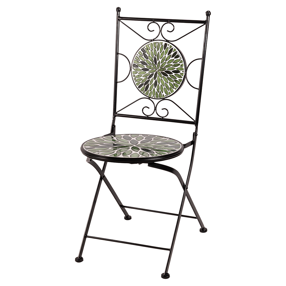 <p>Sedia pieghevole in ferro e ceramica, Giada Esté</p>