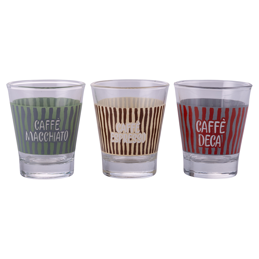 Set 3 bicchierini caffè 90 ml in vetro, Tuttocaffè Sibilla
