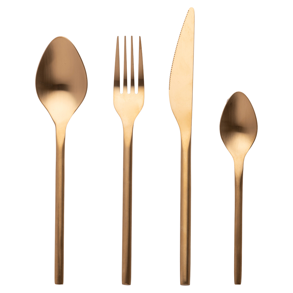 Set 24 posate acciaio inox, oro satinato, Gallery