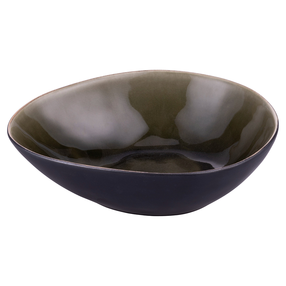 Piatto fondo ovale in gres bicolor, The Market