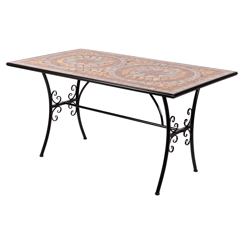 Tavolo rettangolare da esterno 143x83 cm in ferro e ceramica, Cipro Esté