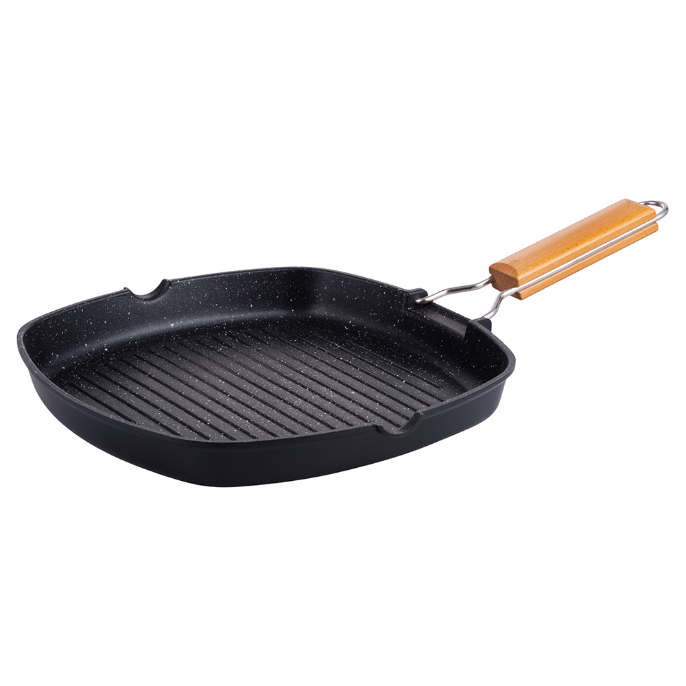 Bistecchiera antiaderente 28x28 cm, induzione, manico pieghevole, SìChef