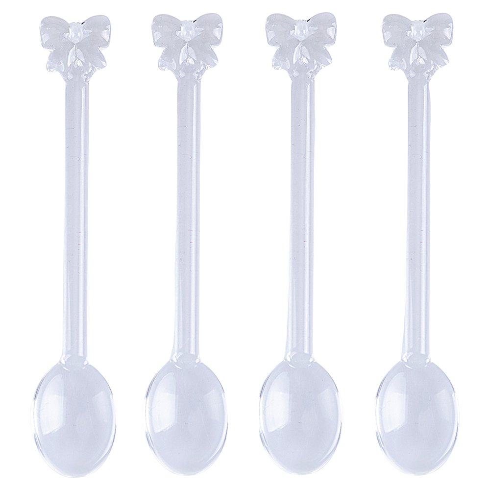 Set 4 cucchiaini dessert in vetro borosilicato, Natale coi fiocchi