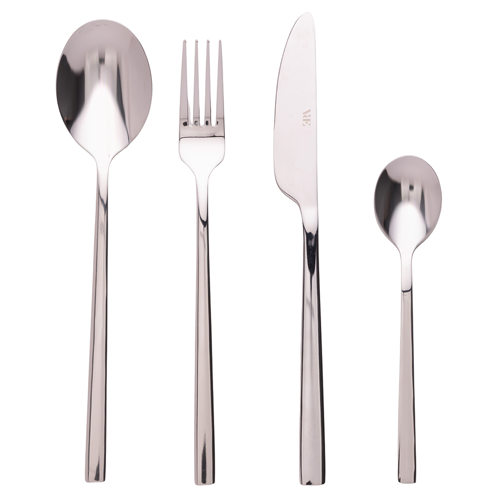 Set 24 posate in acciaio inox, silver lucido, Stylo