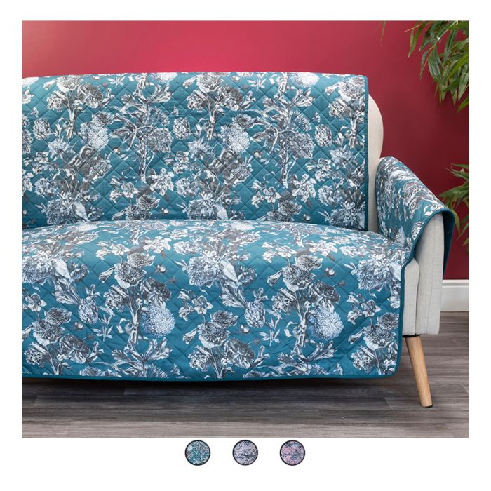 Copridivano 2 Posti Fiore Blu Retrò Copridivano con Penisola Morbido Copridivano Elasticizzato Copri Divano Lavabile Divano Letto Angolare Antimacchia Gatto Cani Copridivani