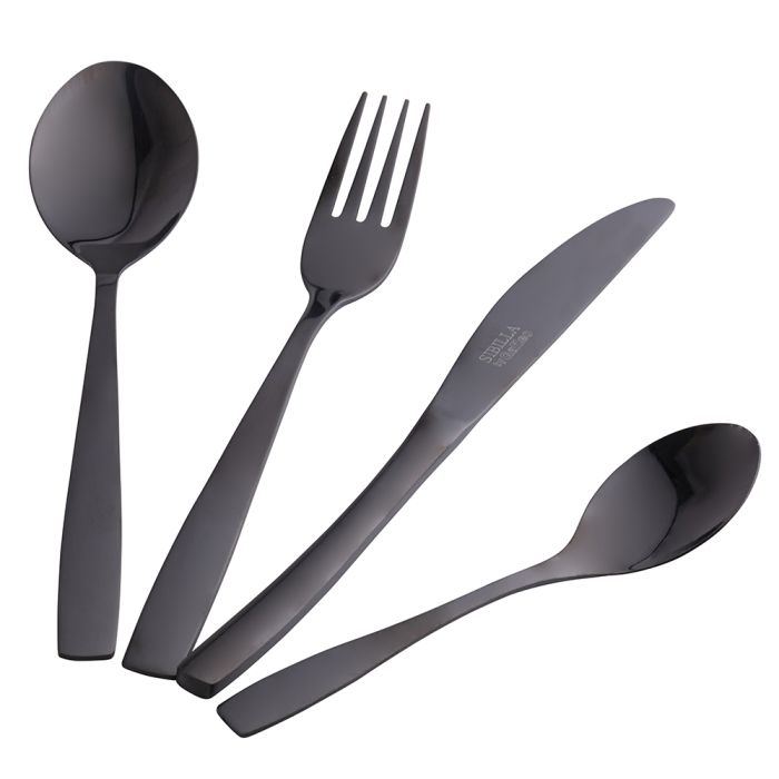 Set posate Antique 24 pezzi in acciaio silver lucido | Shop