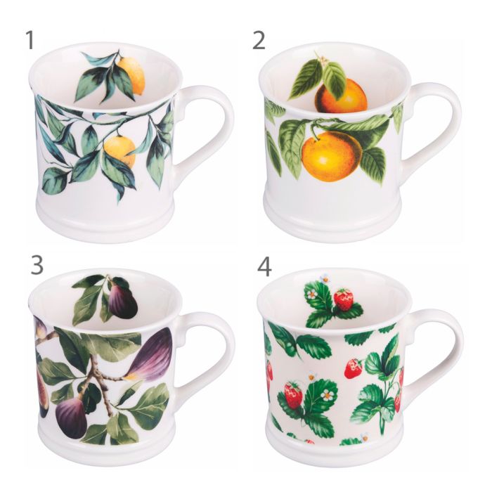 Ambiente Tazza Jumbo In Fine Bone China Con Fragole - 0,4 Litri - Adatta A Microonde E Lavastoviglie