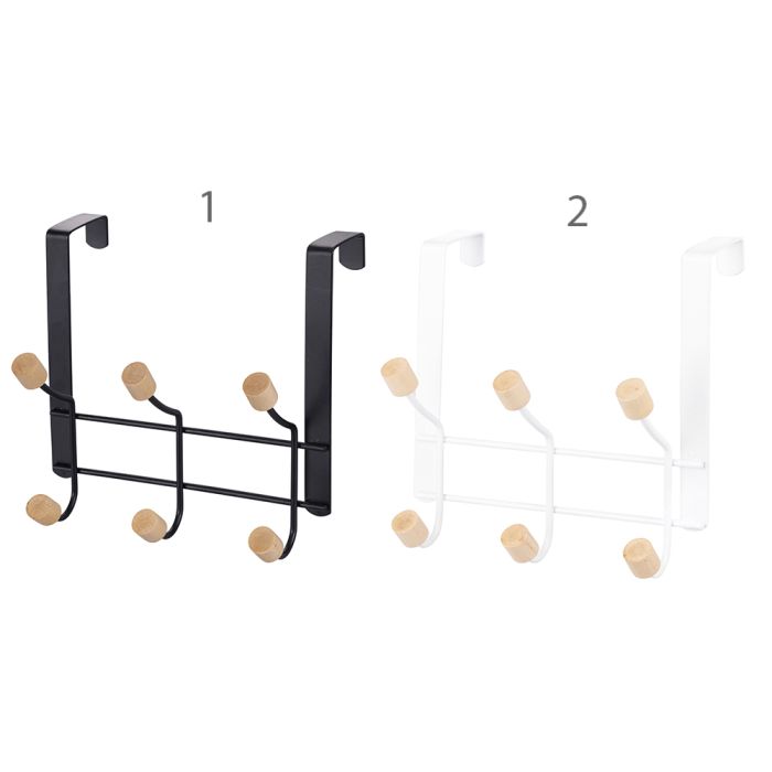 Set 2 Appendiabiti Da Porta Con Doppio Gancio – Antiruggine, Universali Per Diverse Porte, In Bianco E Nero, 17x4.5 Cm