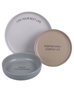 Servizio piatti 3 pezzi in gres, Motivation Colors