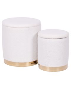 Set 2 pouf contenitore in tessuto effetto teddy, Sibilla