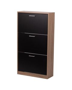 Scarpiera 3 ante a ribalta 63x24xh.116 cm, nero e rovere, Sibilla