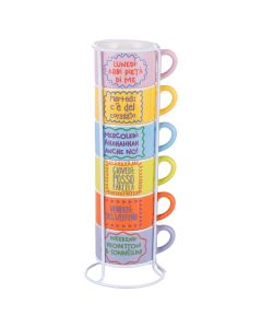 Set 6 tazzine caffè 90 ml con stand, More Amor