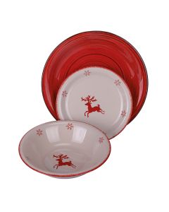 Servizio piatti 9 pezzi in stoneware dipinto a mano