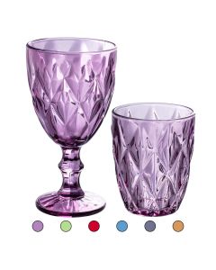 Set bicchieri acqua e calici vino da 12 pezzi, Elizabeth Color Sibilla