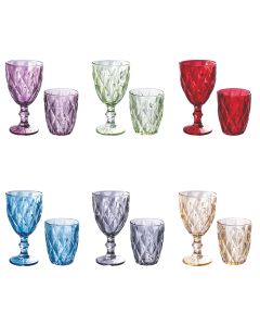 Set bicchieri acqua e calici vino da 12 pezzi, Elizabeth Color Sibilla