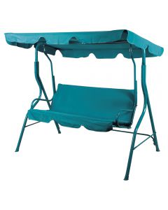 Dondolo da giardino 3 posti, tetto parasole, colore ottanio, Esté
