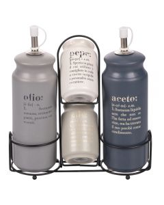 Set olio, aceto, sale e pepe in gres, Victionary