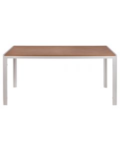 Tavolo da esterno 160x90 cm in alluminio a doghe, bianco e natural, Amalfi Esté