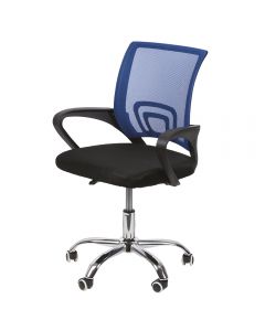 Sedia scrivania con ruote, nero e blu, Deluxe