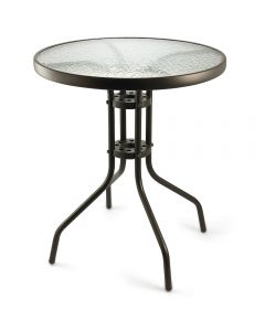 Tavolo tondo 60 cm in metallo e vetro
