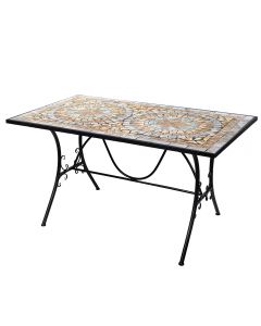 Tavolo rettangolare da esterno 142x82 cm in ferro e ceramica, Cipro Esté