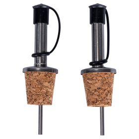 Set 2 tappi dosatori per olio in sughero e acciaio inox