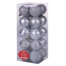 Set 20 palle di Natale argento assortite Ø6 cm, Santa's House