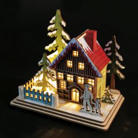 Villaggio natalizio innevato in legno con led, Trendy Christmas