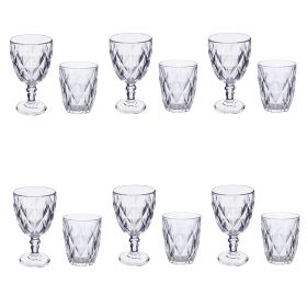 Set bicchieri acqua e calici vino da 12 pezzi, Elizabeth Sibilla