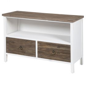 Mobile porta TV, in legno di abete, 2 cassetti, 89x34x61cm, marrone, Sibilla
