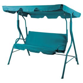Dondolo da giardino 3 posti, tetto parasole, colore ottanio, Esté